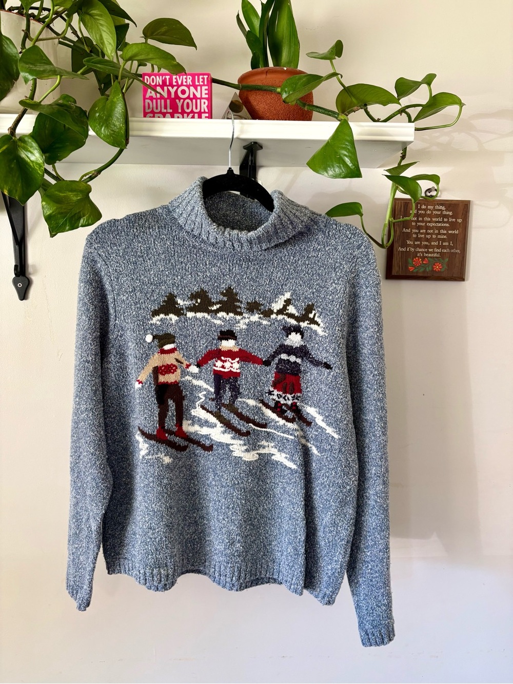 Northern Reflections Gray Blue Ski Scene Turtleneck Sweater